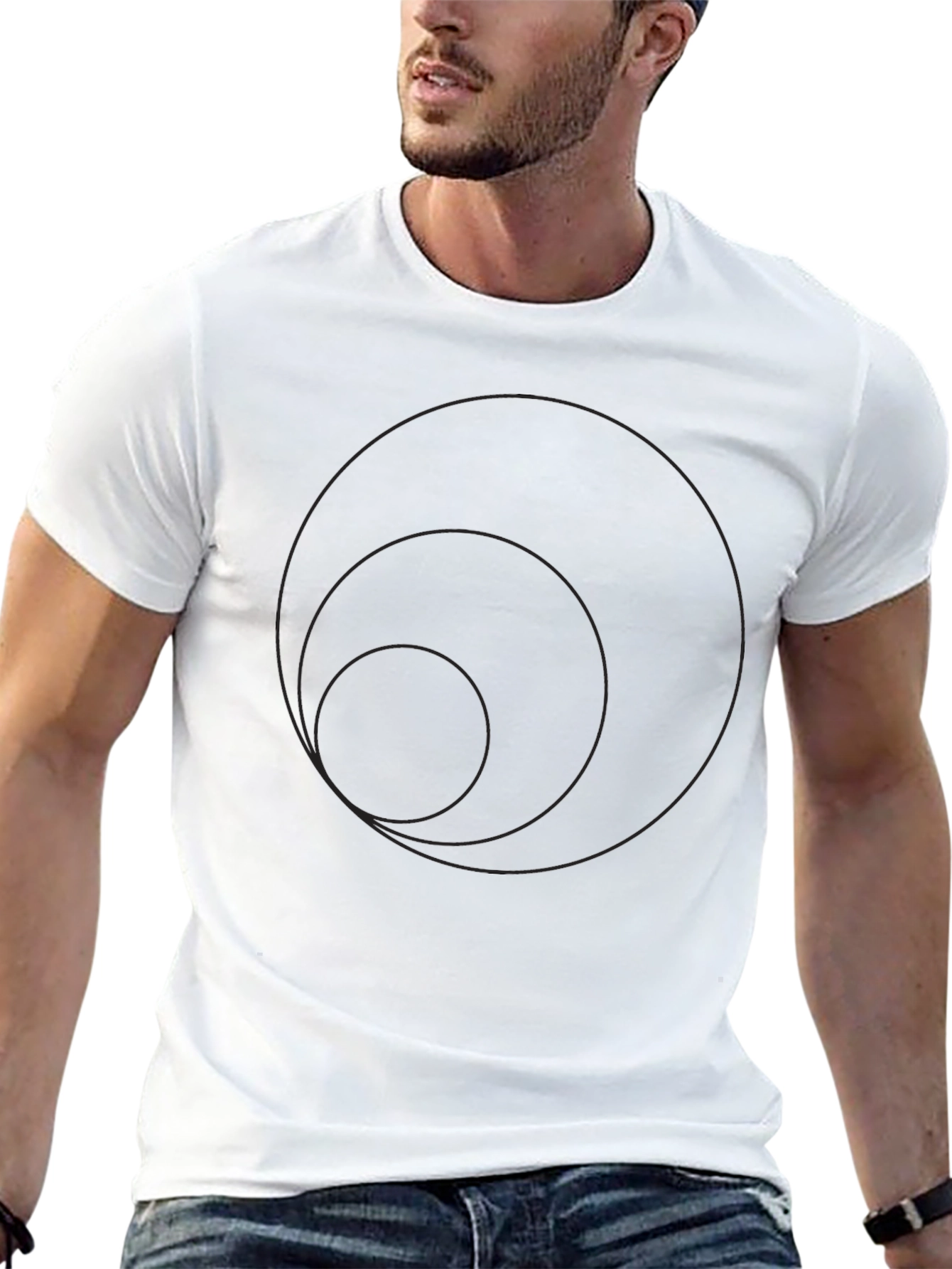 Minimalist Circles Graphic Black T-Shirt