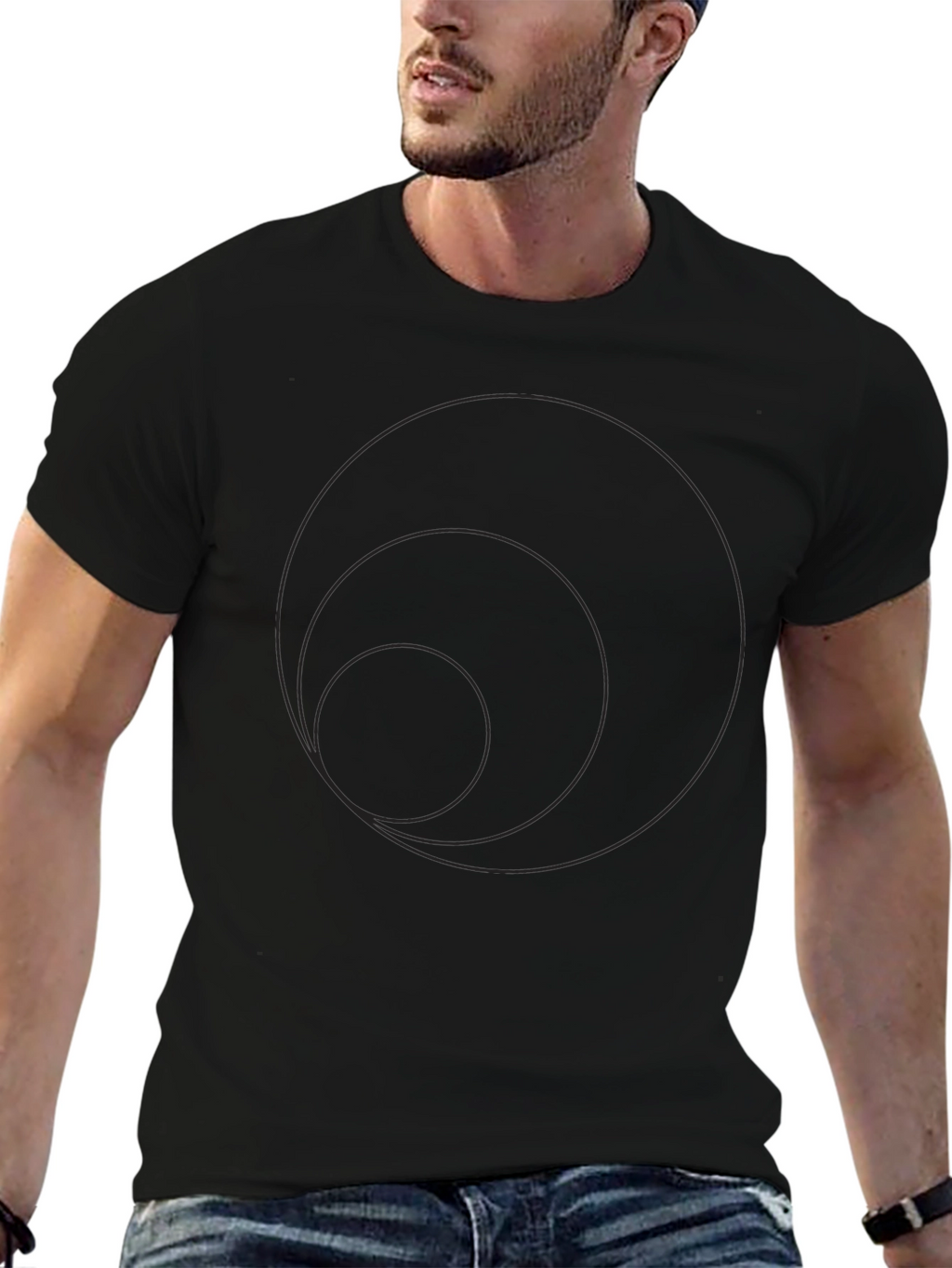 Minimalist Circles Graphic Black T-Shirt