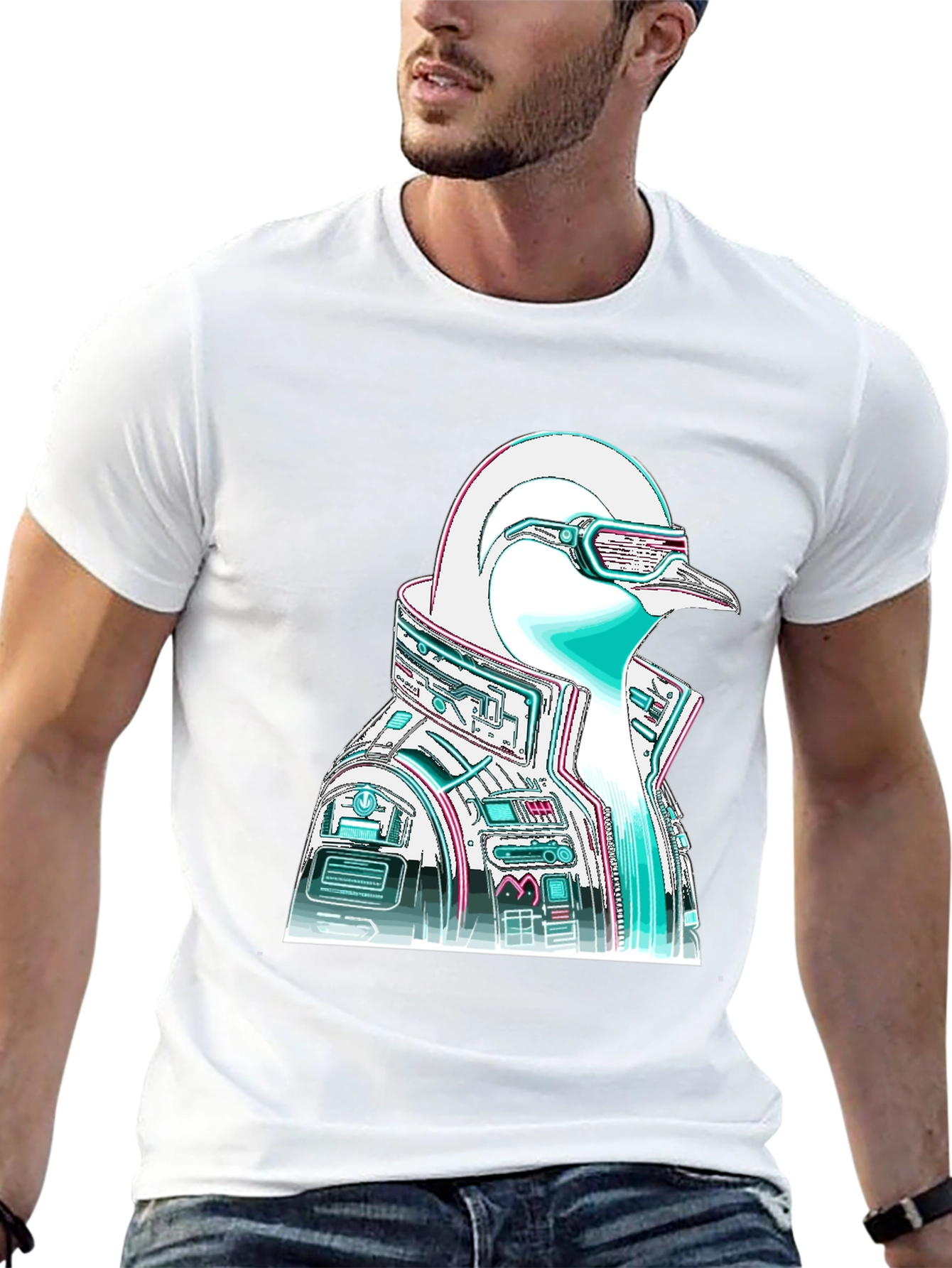 Cyberpunk Penguin Graphic T-Shirt