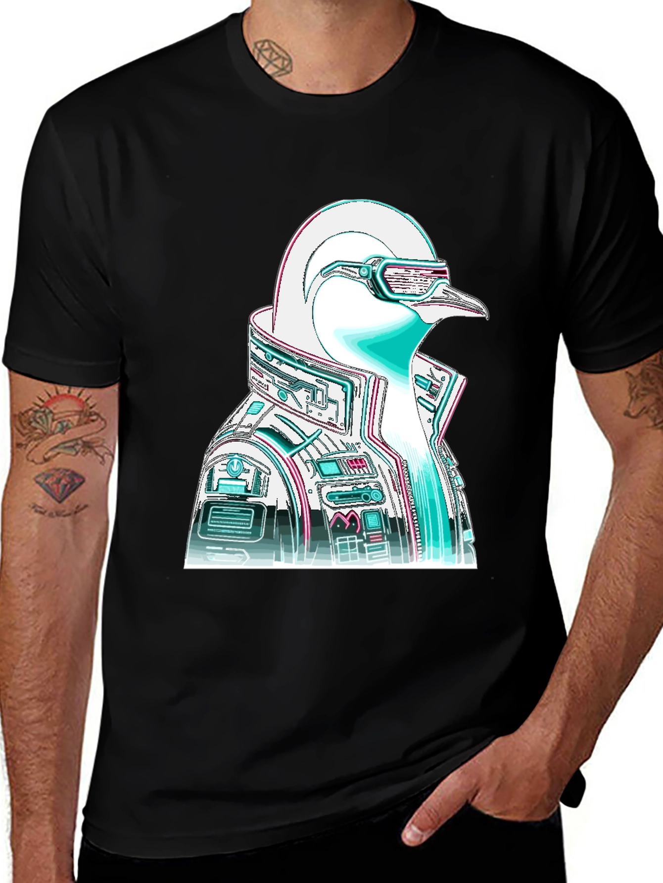 Cyberpunk Penguin Graphic T-Shirt