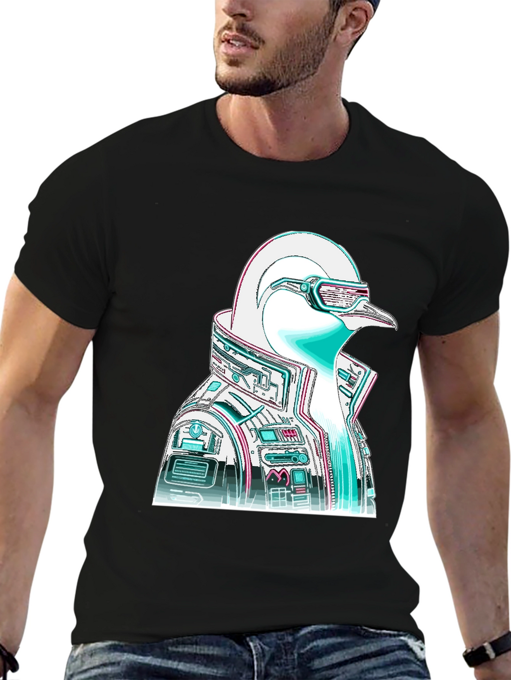 Cyberpunk Penguin Graphic T-Shirt