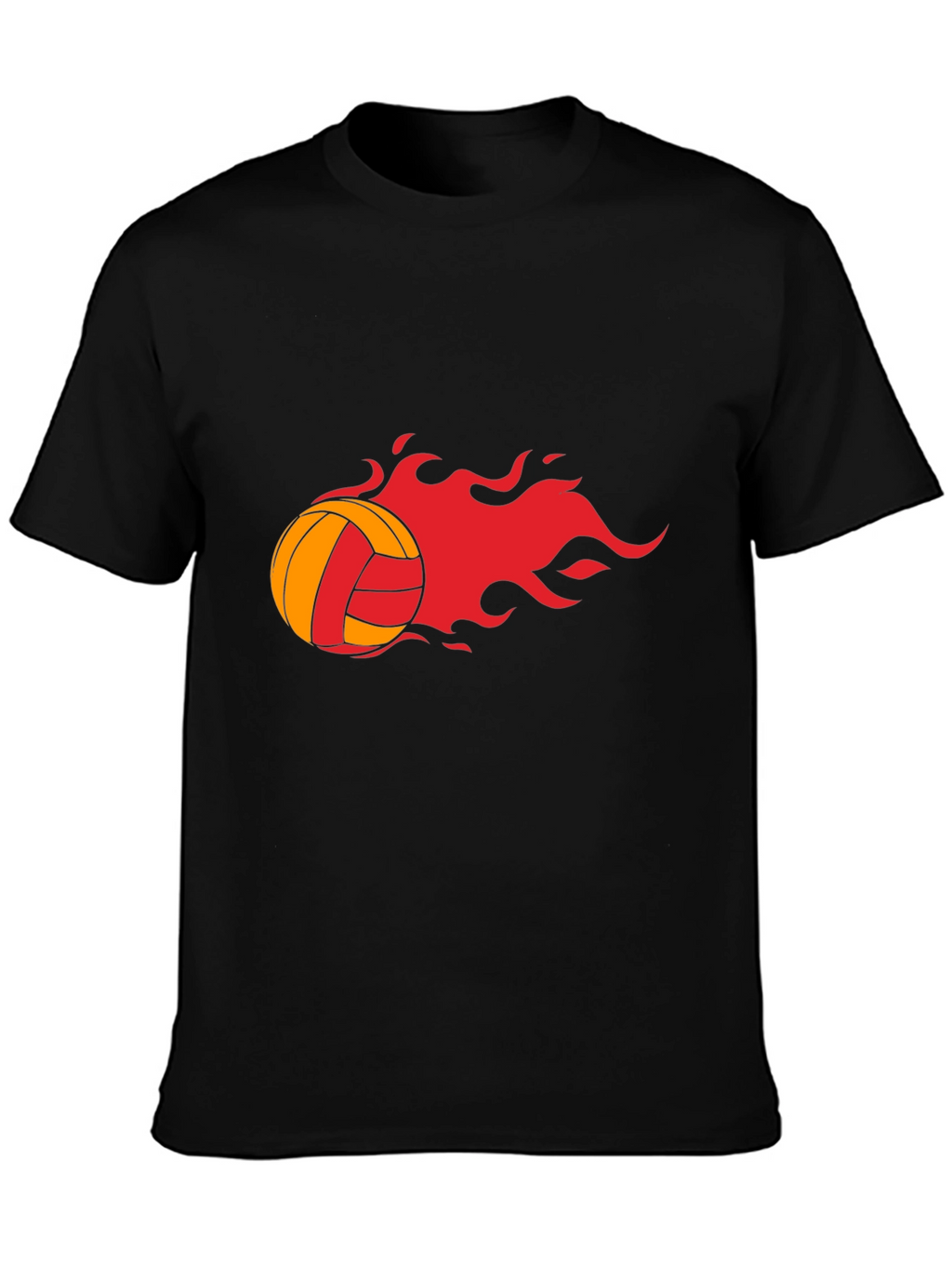 Fiery Volleyball Graphic Tee - Black