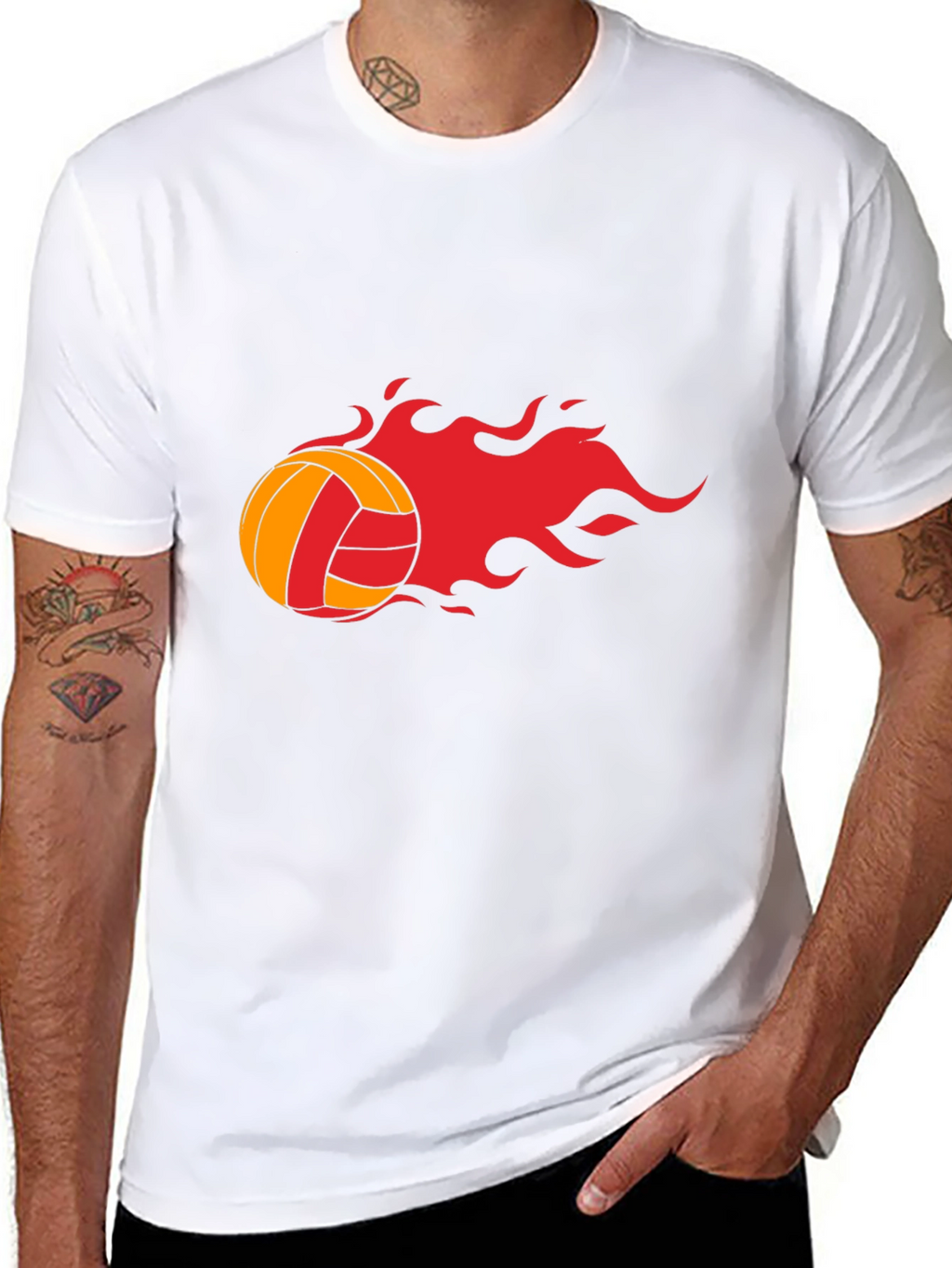 Fiery Volleyball Graphic Tee - Black