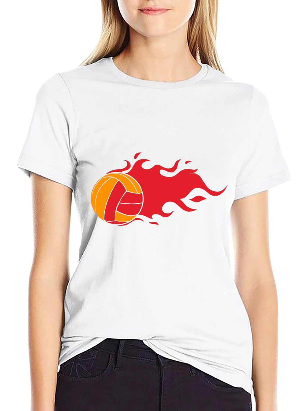 Fiery Volleyball Graphic Tee - Black
