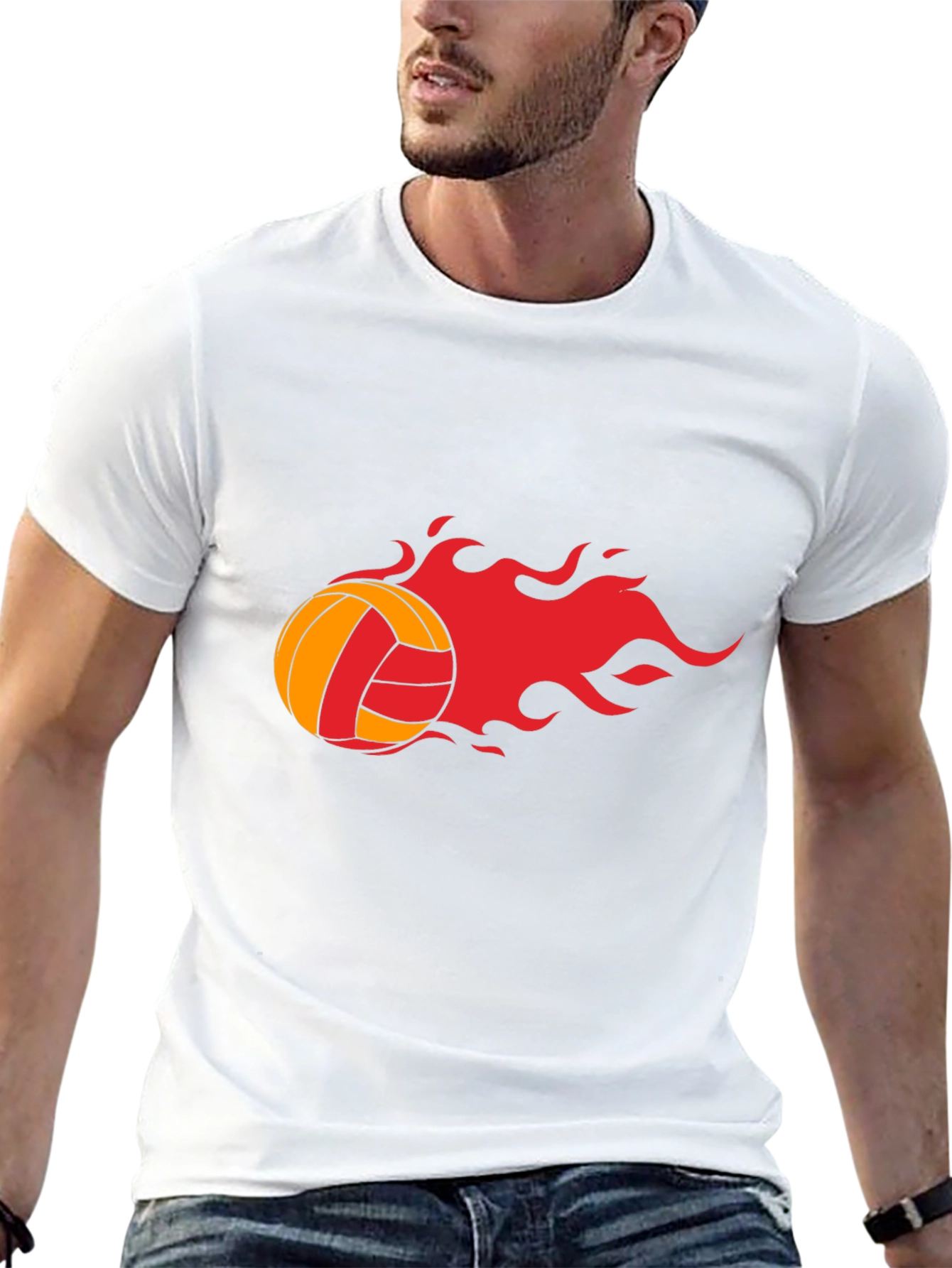 Fiery Volleyball Graphic Tee - Black