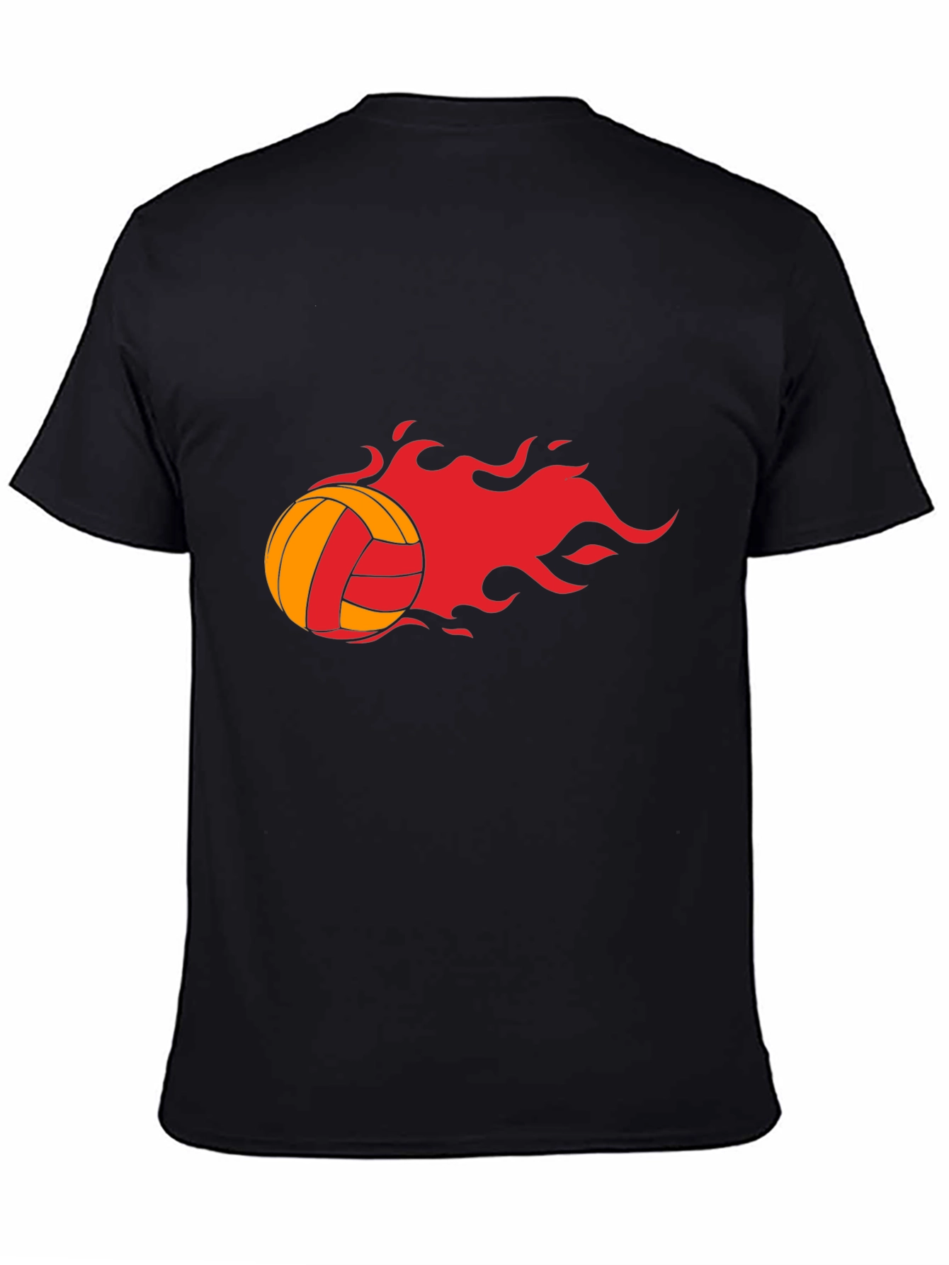 Fiery Volleyball Graphic Tee - Black