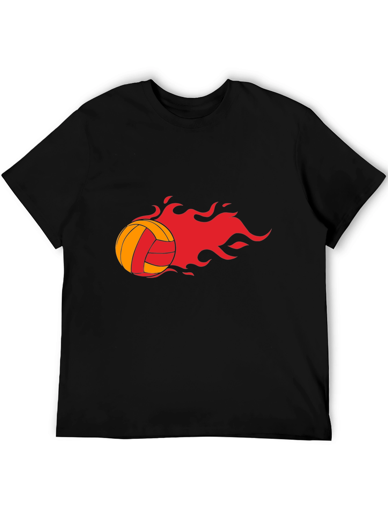 Fiery Volleyball Graphic Tee - Black