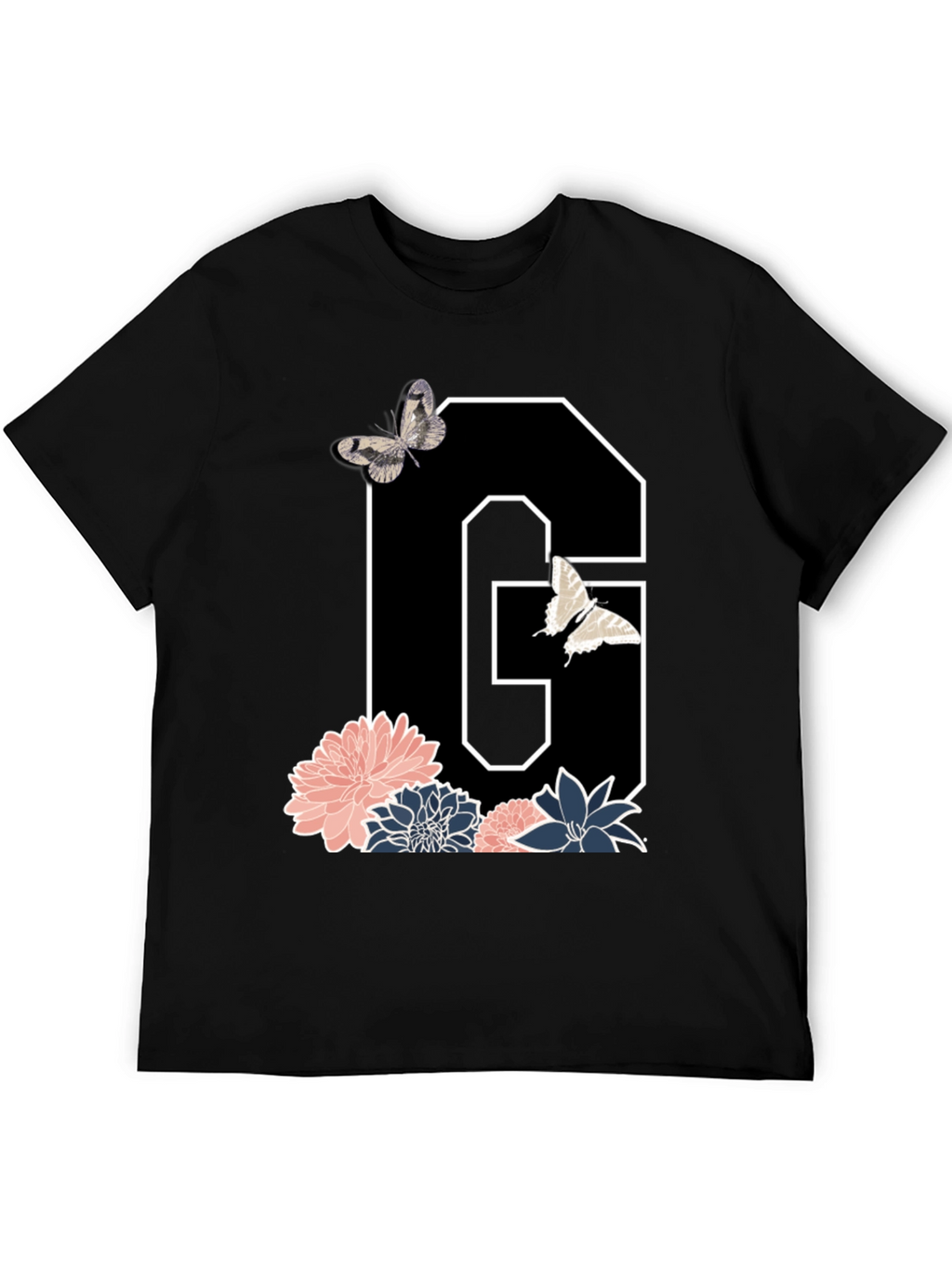 Floral Letter G Butterfly T-Shirt