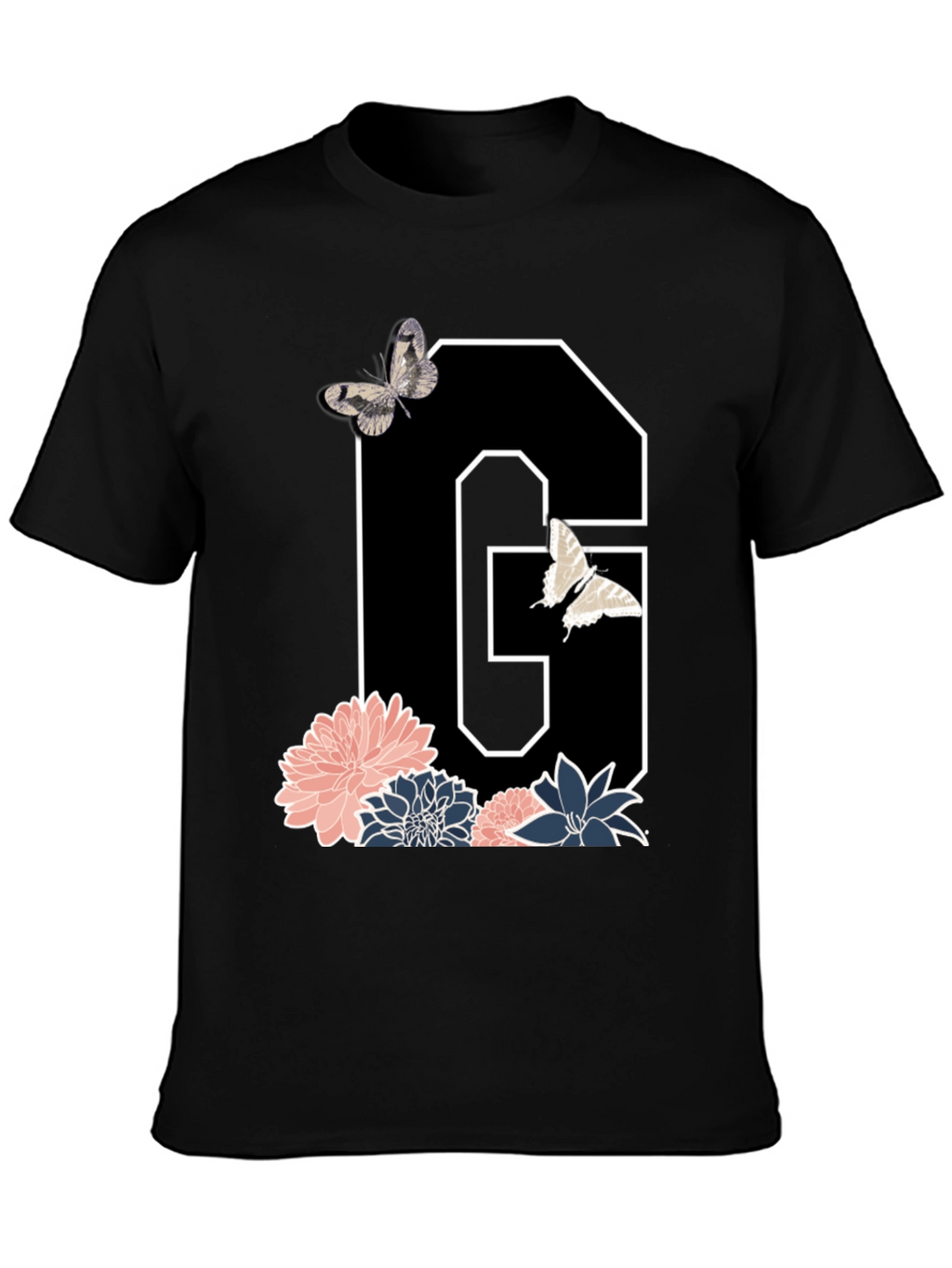 Floral Letter G Butterfly T-Shirt