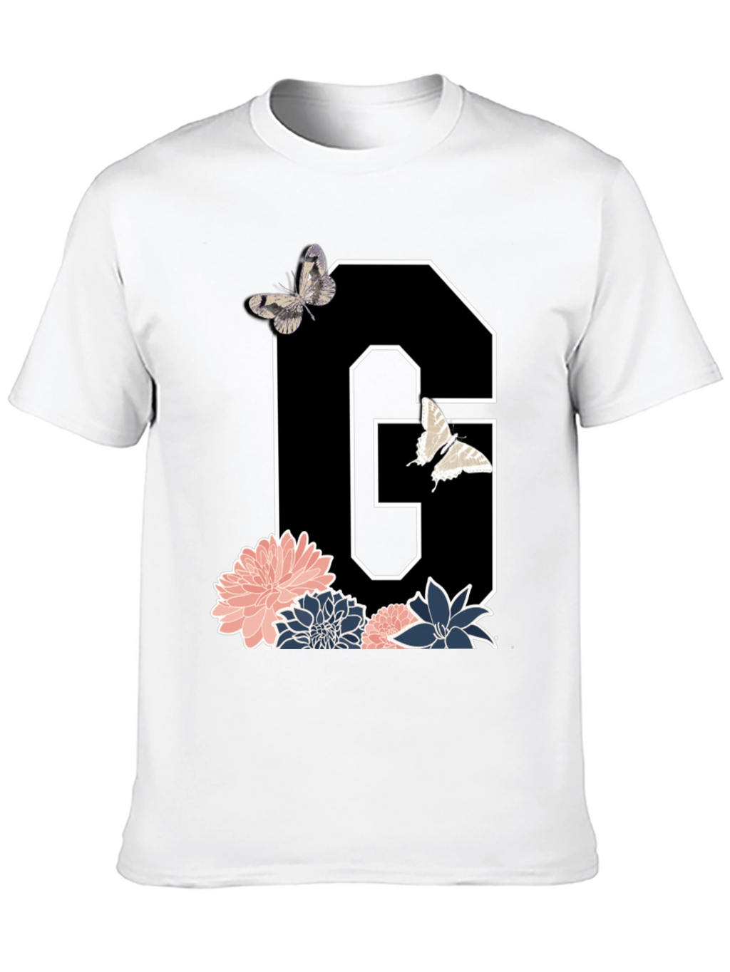 Floral Letter G Butterfly T-Shirt