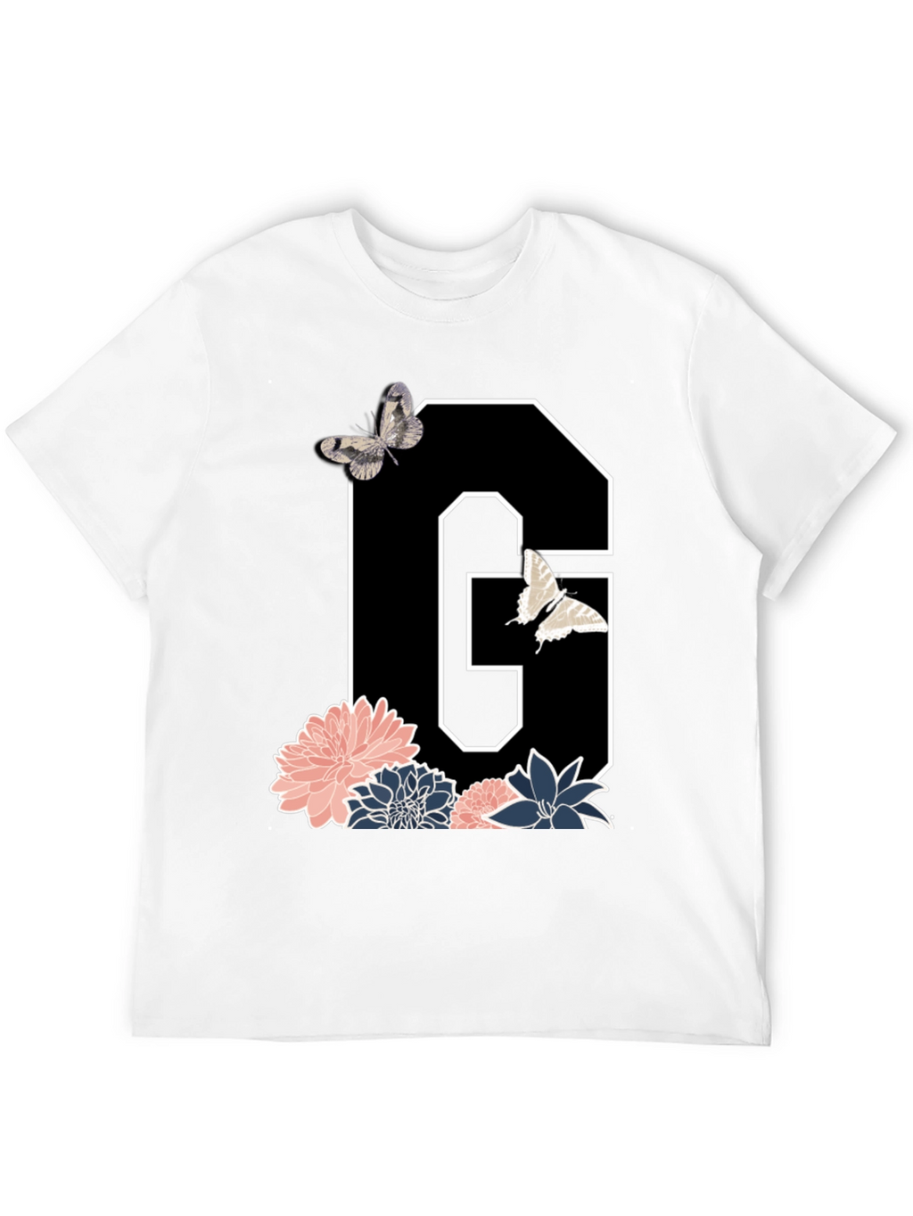 Floral Letter G Butterfly T-Shirt