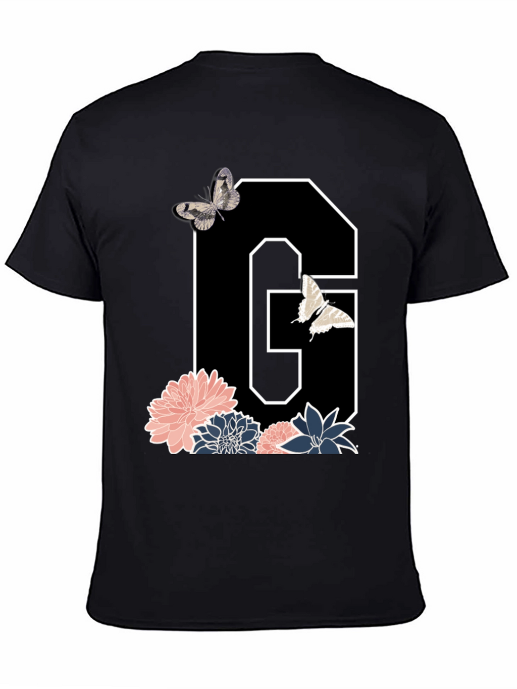 Floral Letter G Butterfly T-Shirt