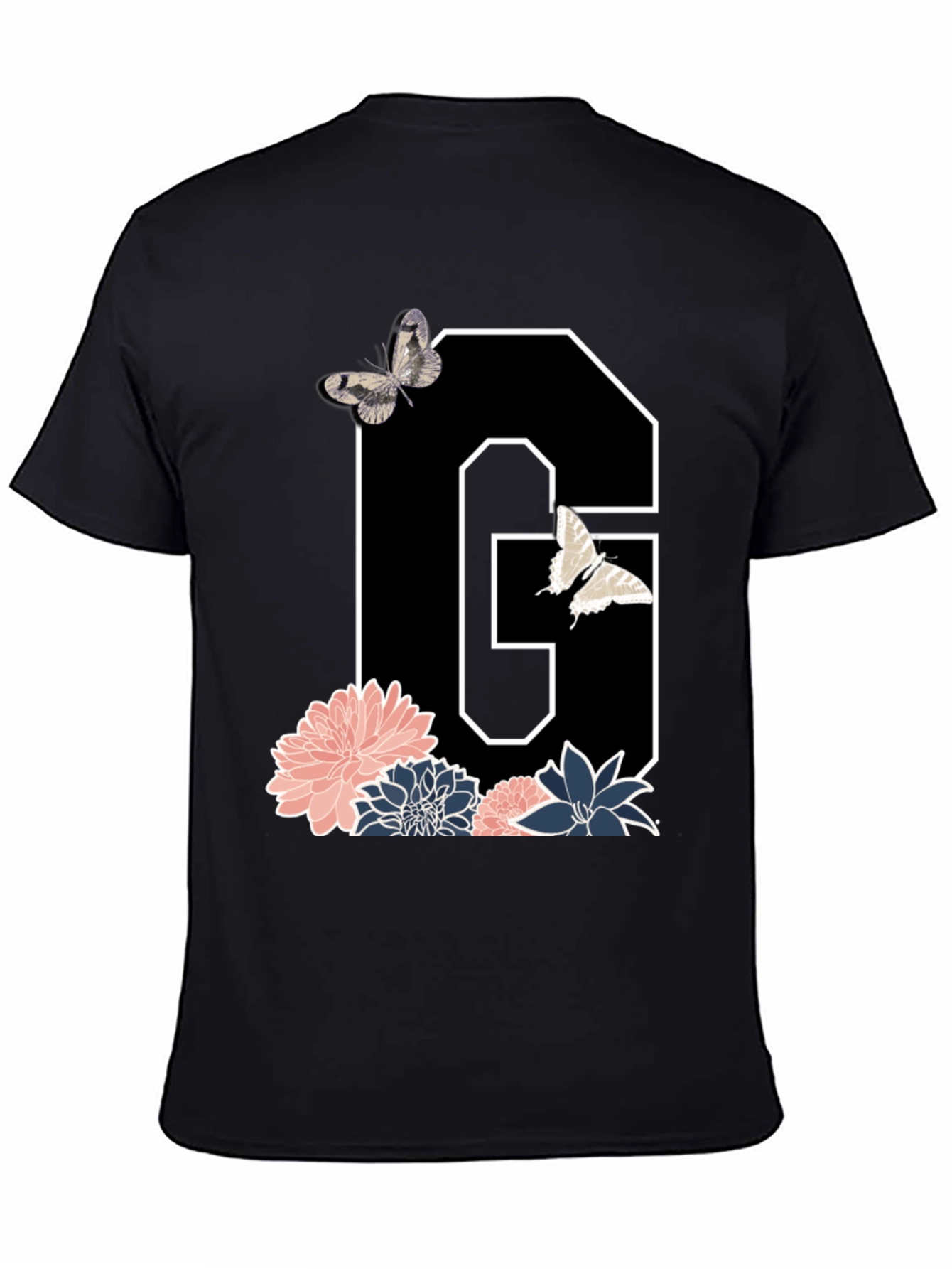 Floral Letter G Butterfly T-Shirt