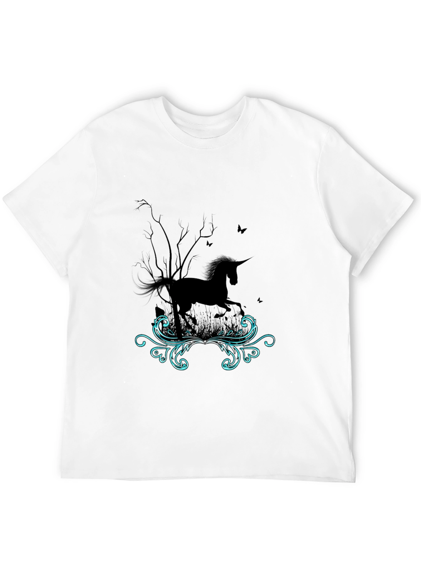 Unicorn Graphic Print Tee - Mens Black T-Shirt