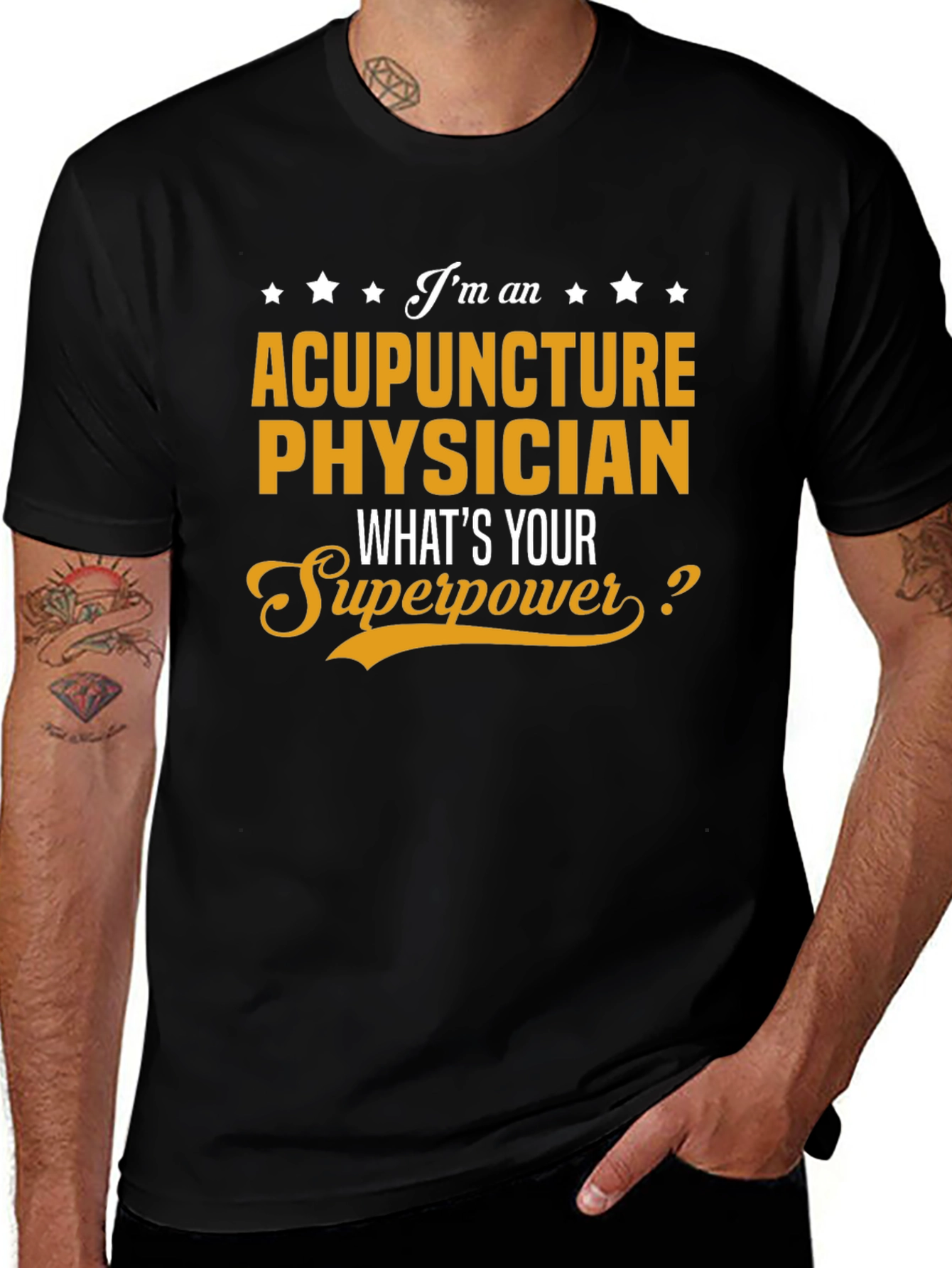 Acupuncture Physician Superpower Black T-Shirt
