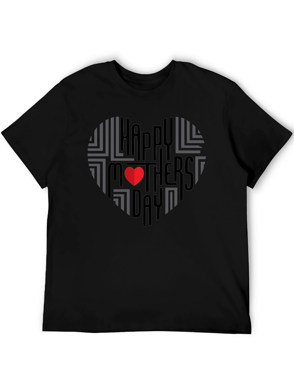 Happy Mothers Day Heart T-Shirt - Black