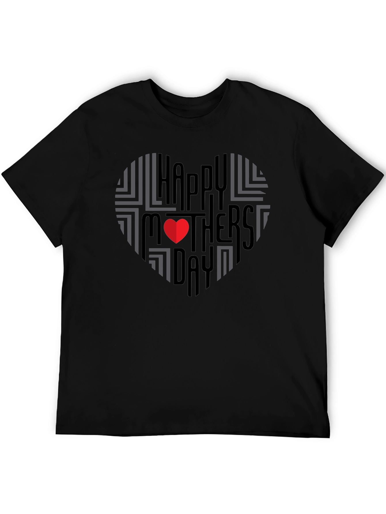 Happy Mothers Day Heart T-Shirt - Black