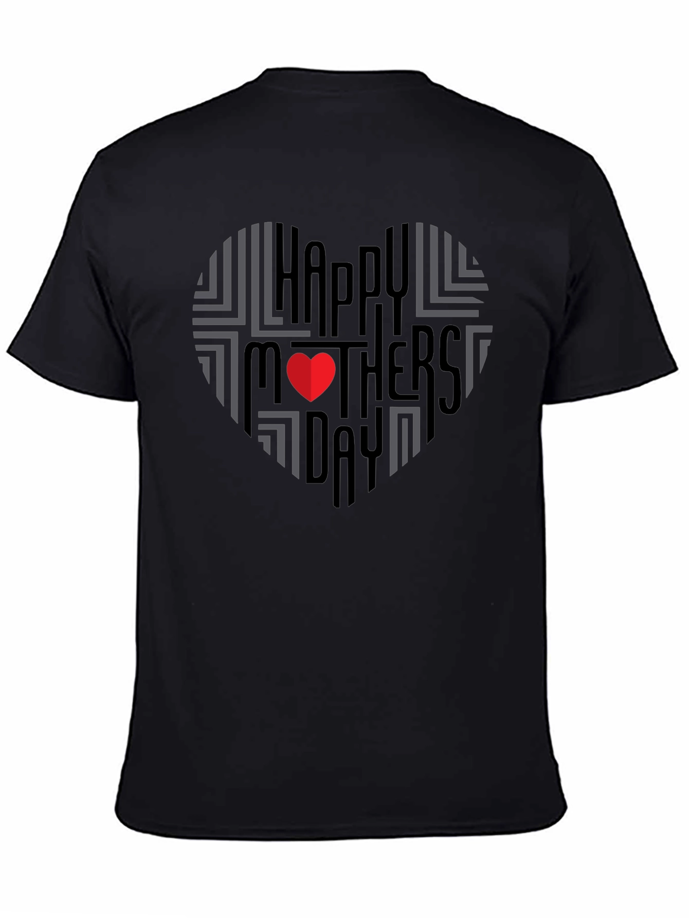 Happy Mothers Day Heart T-Shirt - Black