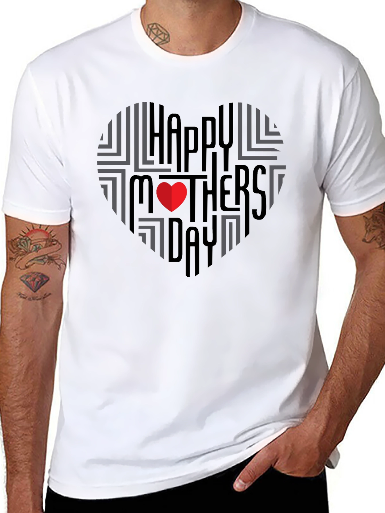 Happy Mothers Day Heart T-Shirt - Black