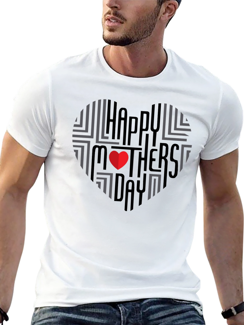 Happy Mothers Day Heart T-Shirt - Black
