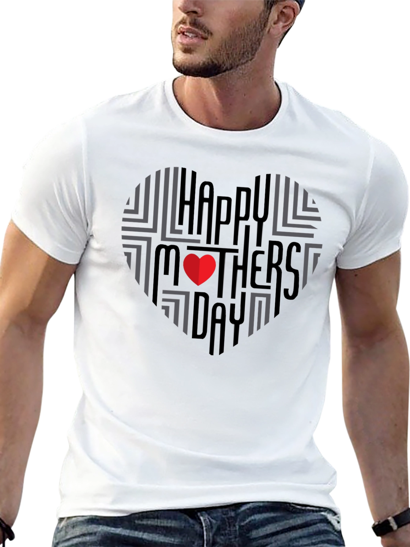 Happy Mothers Day Heart T-Shirt - Black
