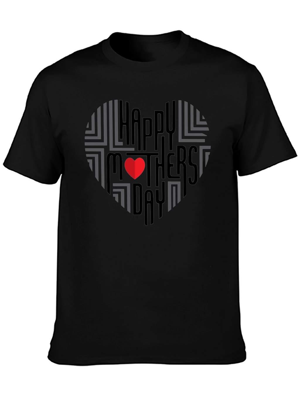 Happy Mothers Day Heart T-Shirt - Black
