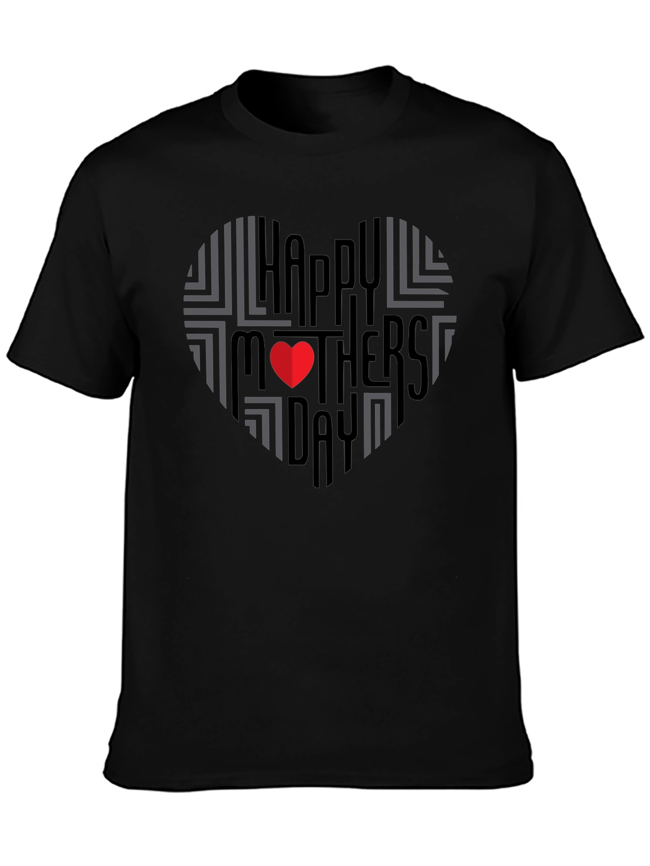Happy Mothers Day Heart T-Shirt - Black