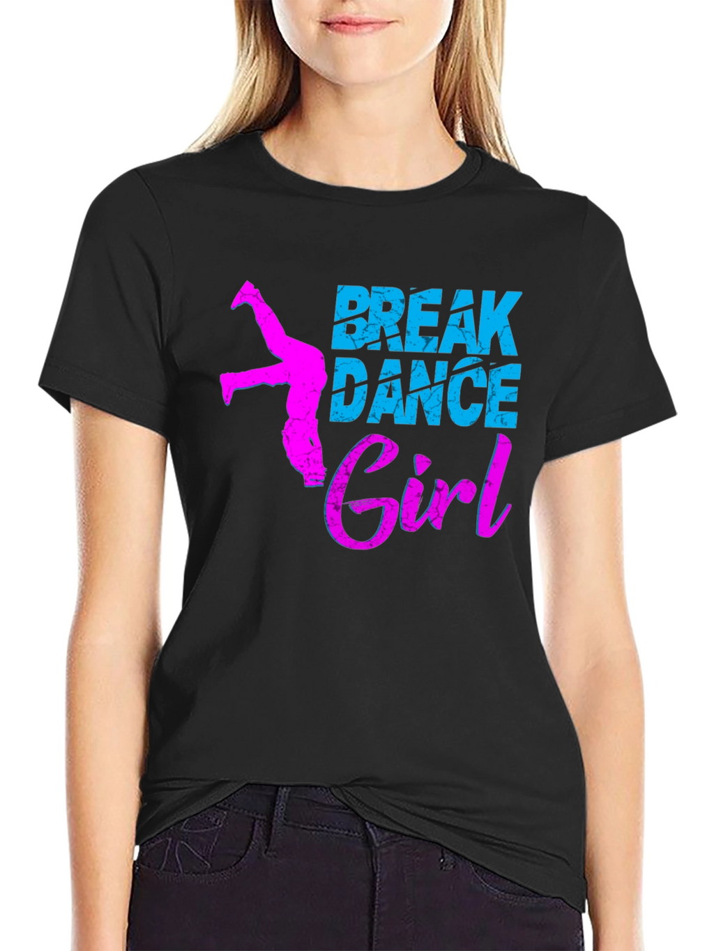 Break Dance Girl Graphic Tee - Black