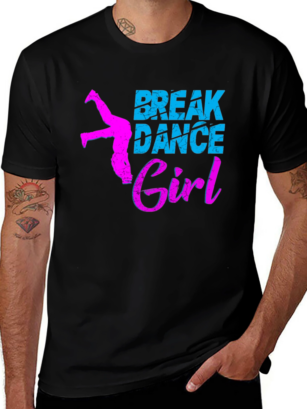 Break Dance Girl Graphic Tee - Black