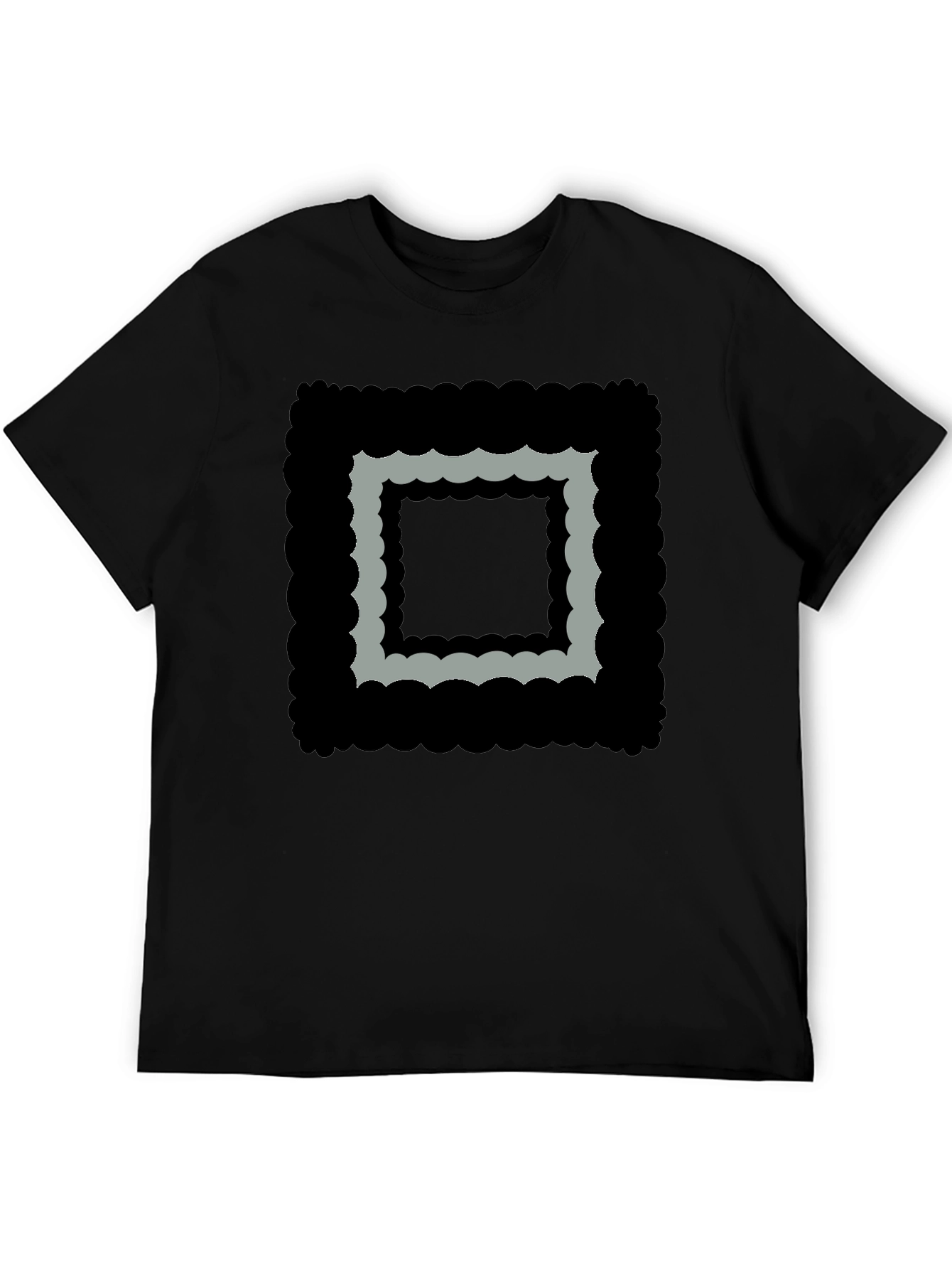 Abstract Square Graphic Black T-Shirt