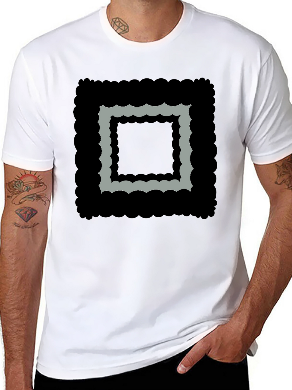 Abstract Square Graphic Black T-Shirt