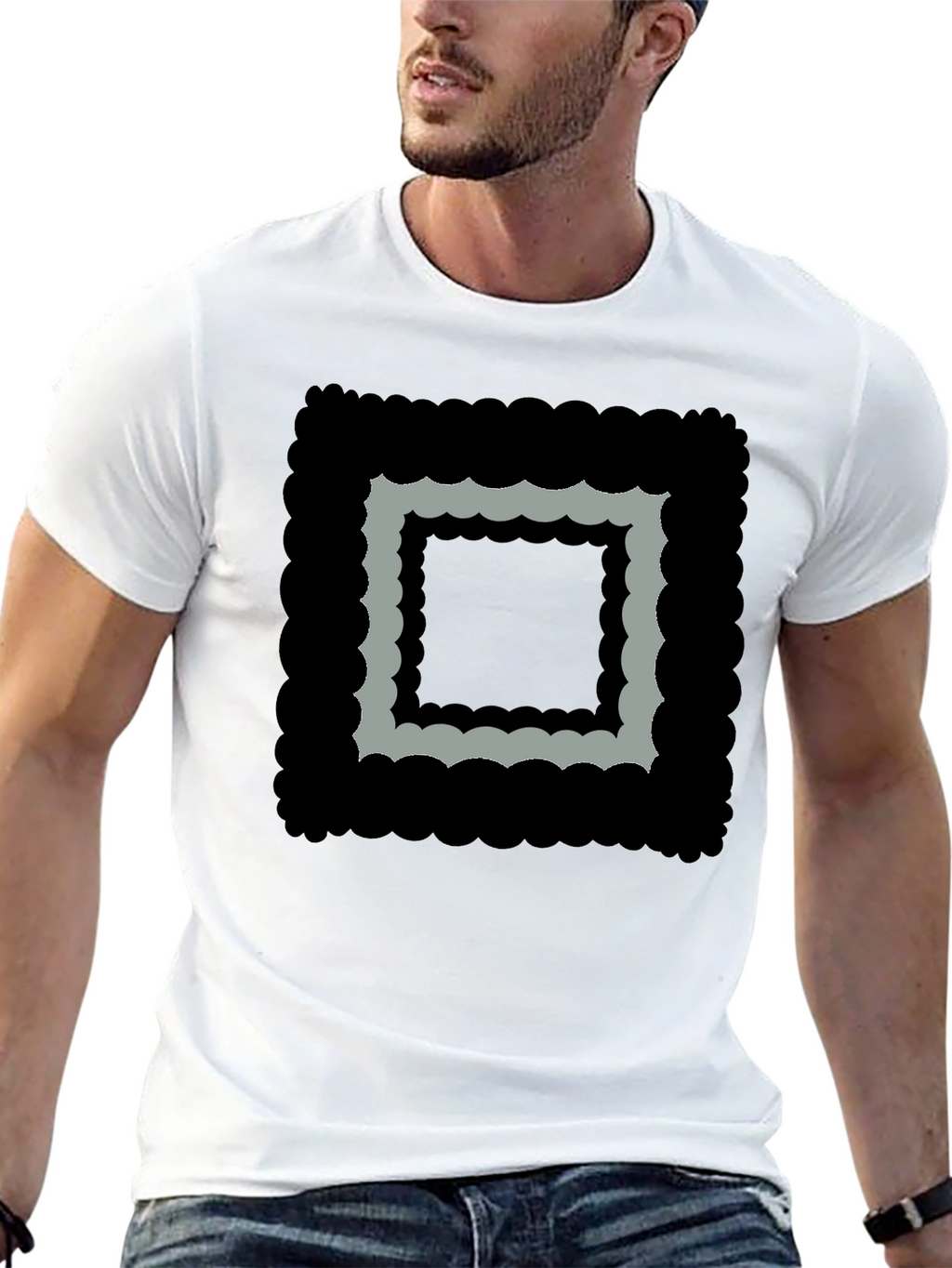 Abstract Square Graphic Black T-Shirt