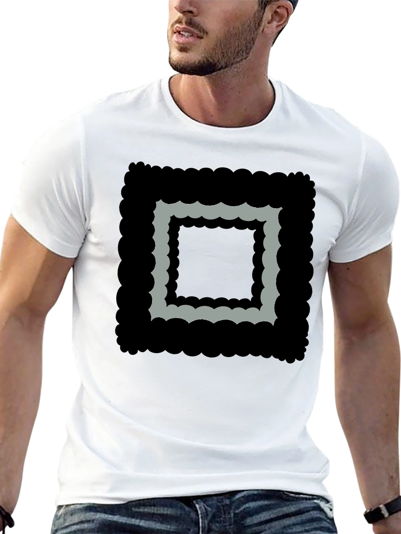 Abstract Square Graphic Black T-Shirt