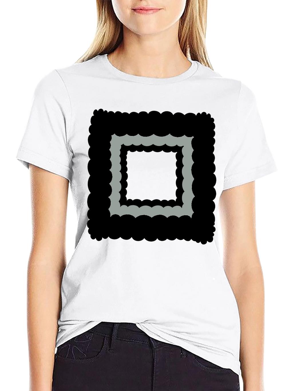 Abstract Square Graphic Black T-Shirt