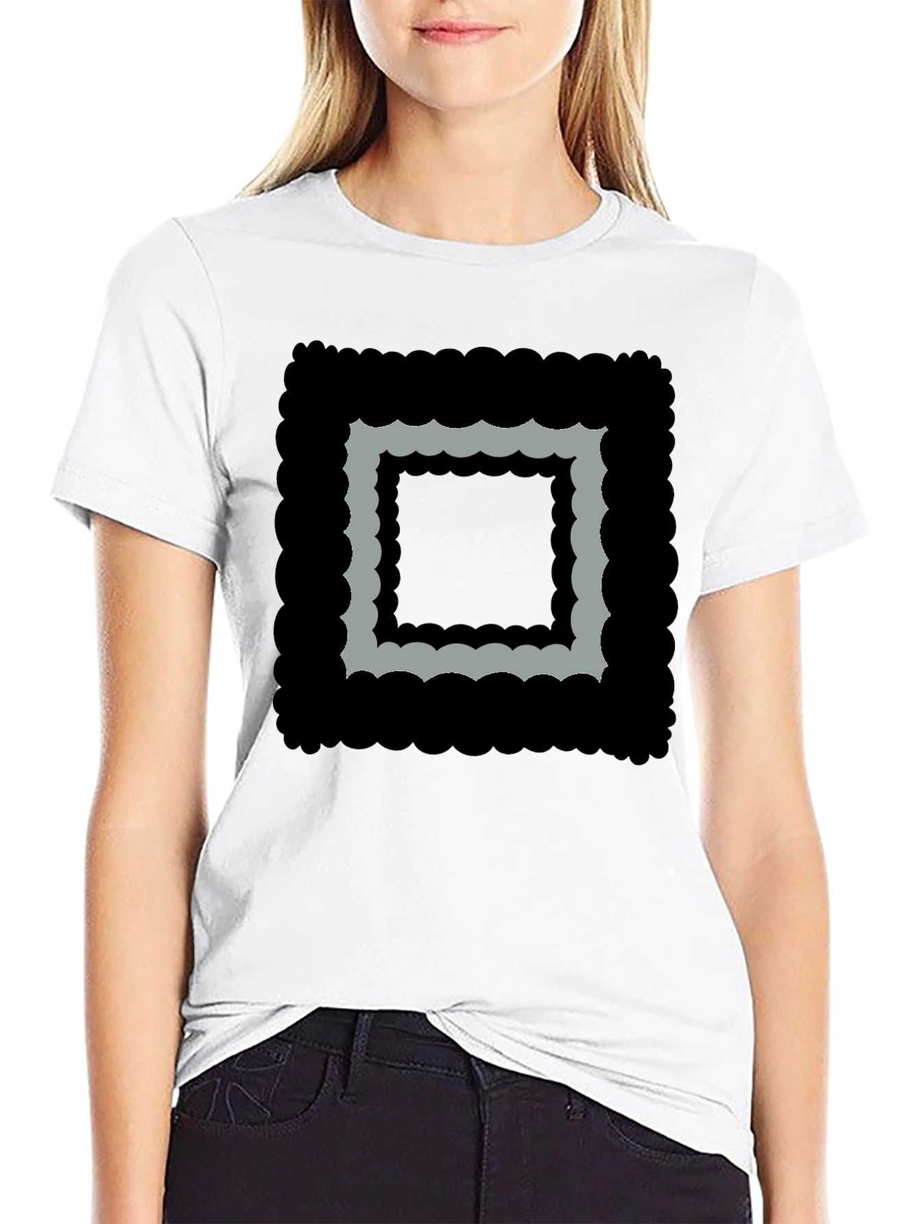 Abstract Square Graphic Black T-Shirt