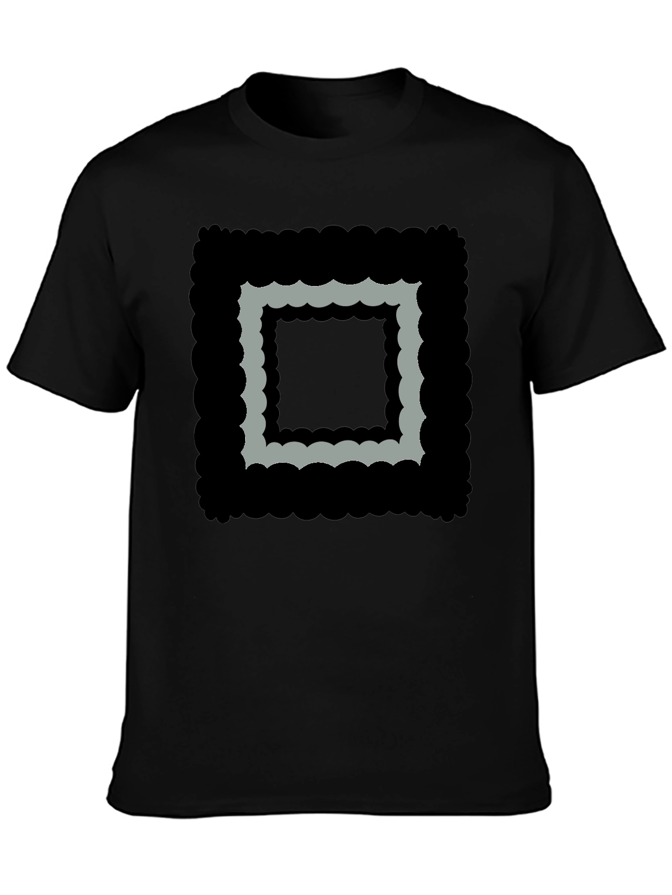 Abstract Square Graphic Black T-Shirt