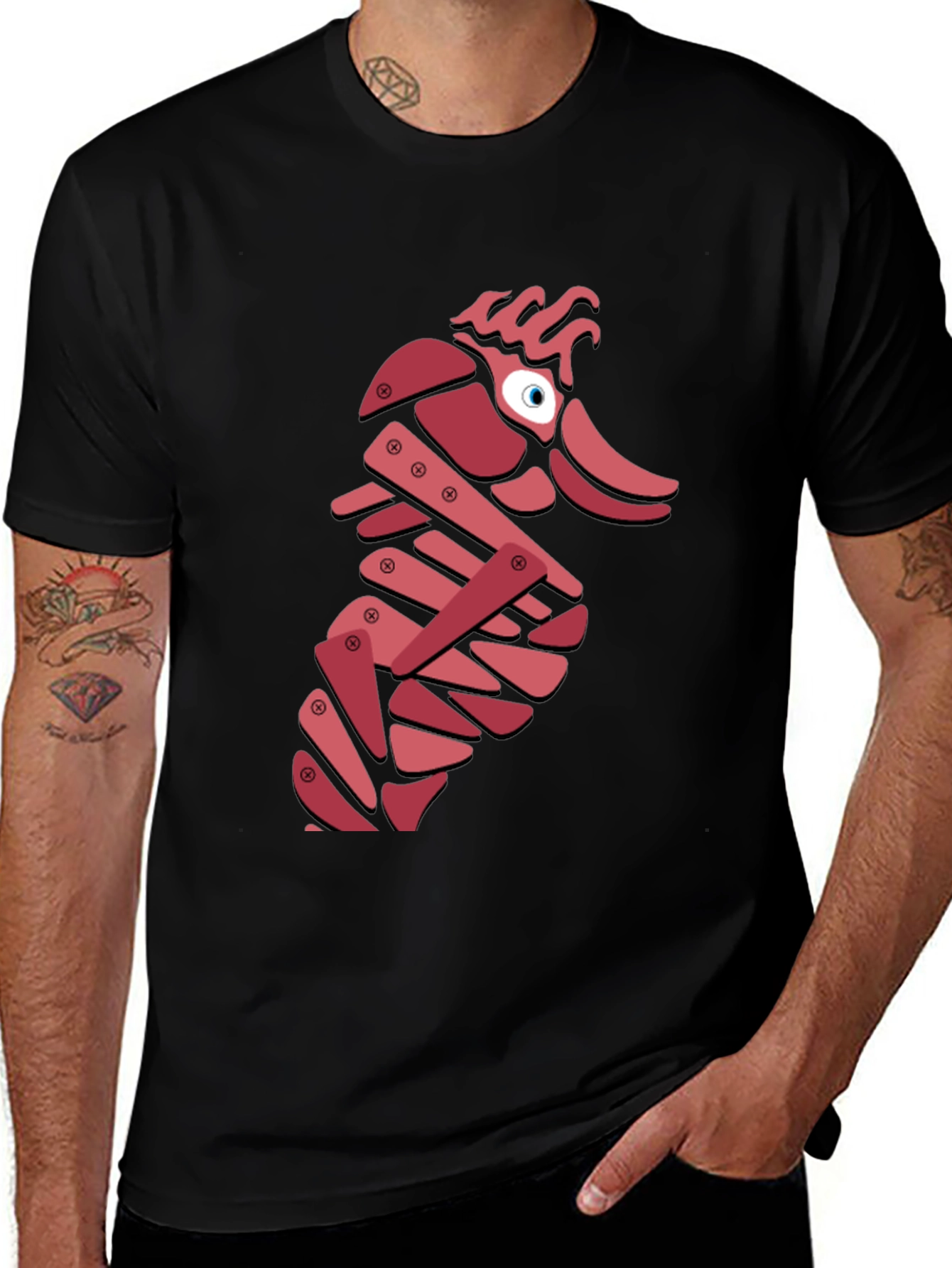 Abstract Seahorse Graphic T-Shirt - Unique Design