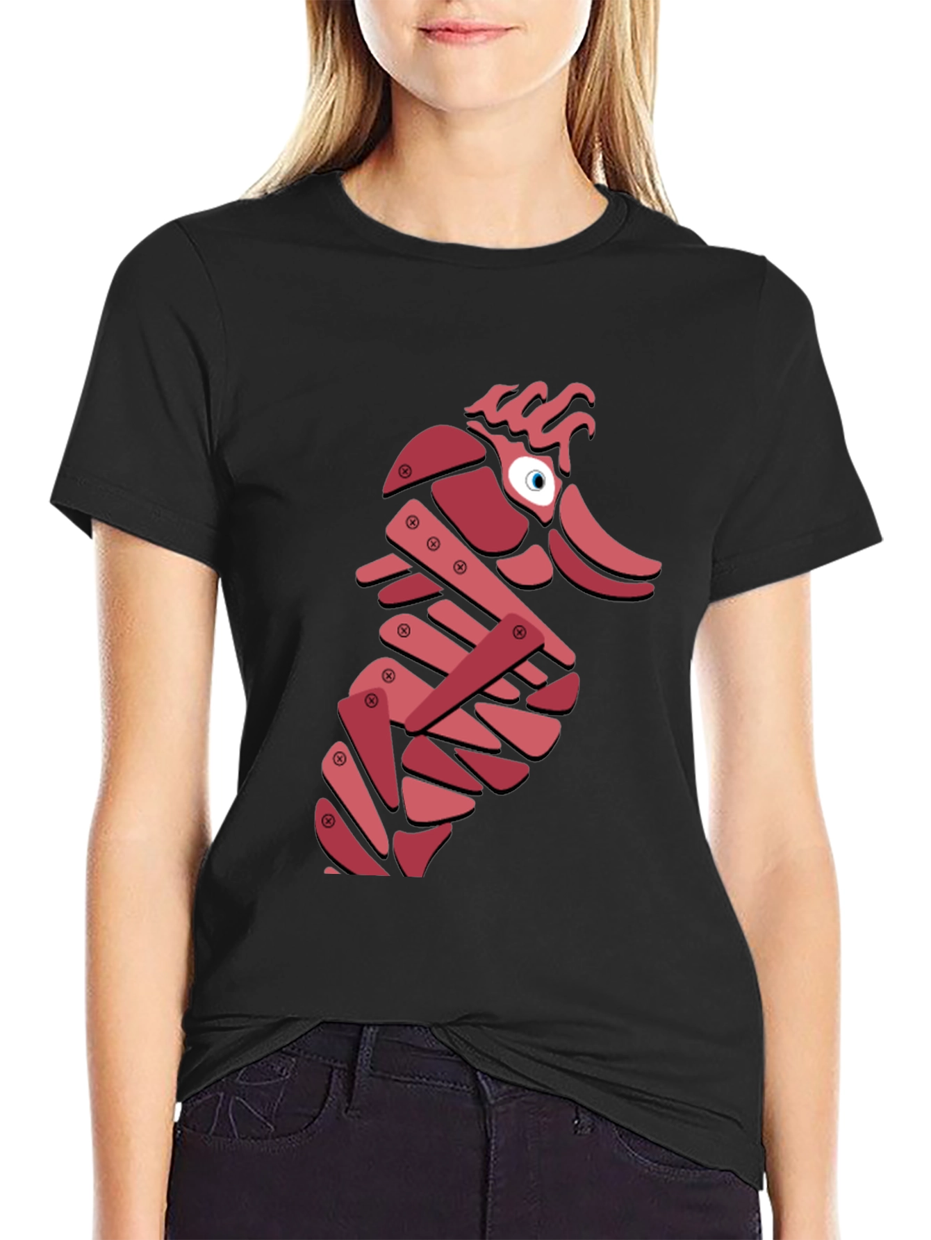 Abstract Seahorse Graphic T-Shirt - Unique Design