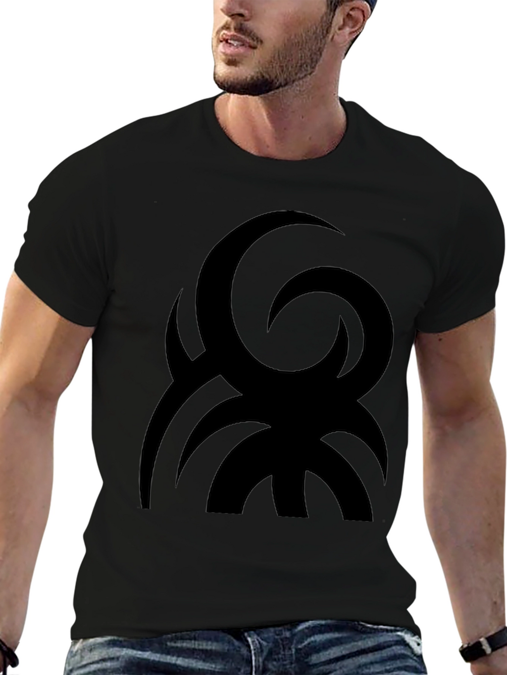 Abstract Graphic Print Black T-Shirt