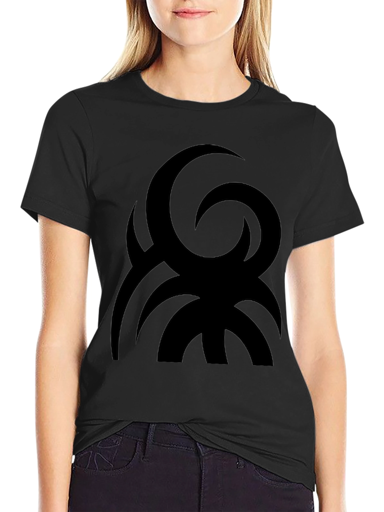 Abstract Graphic Print Black T-Shirt