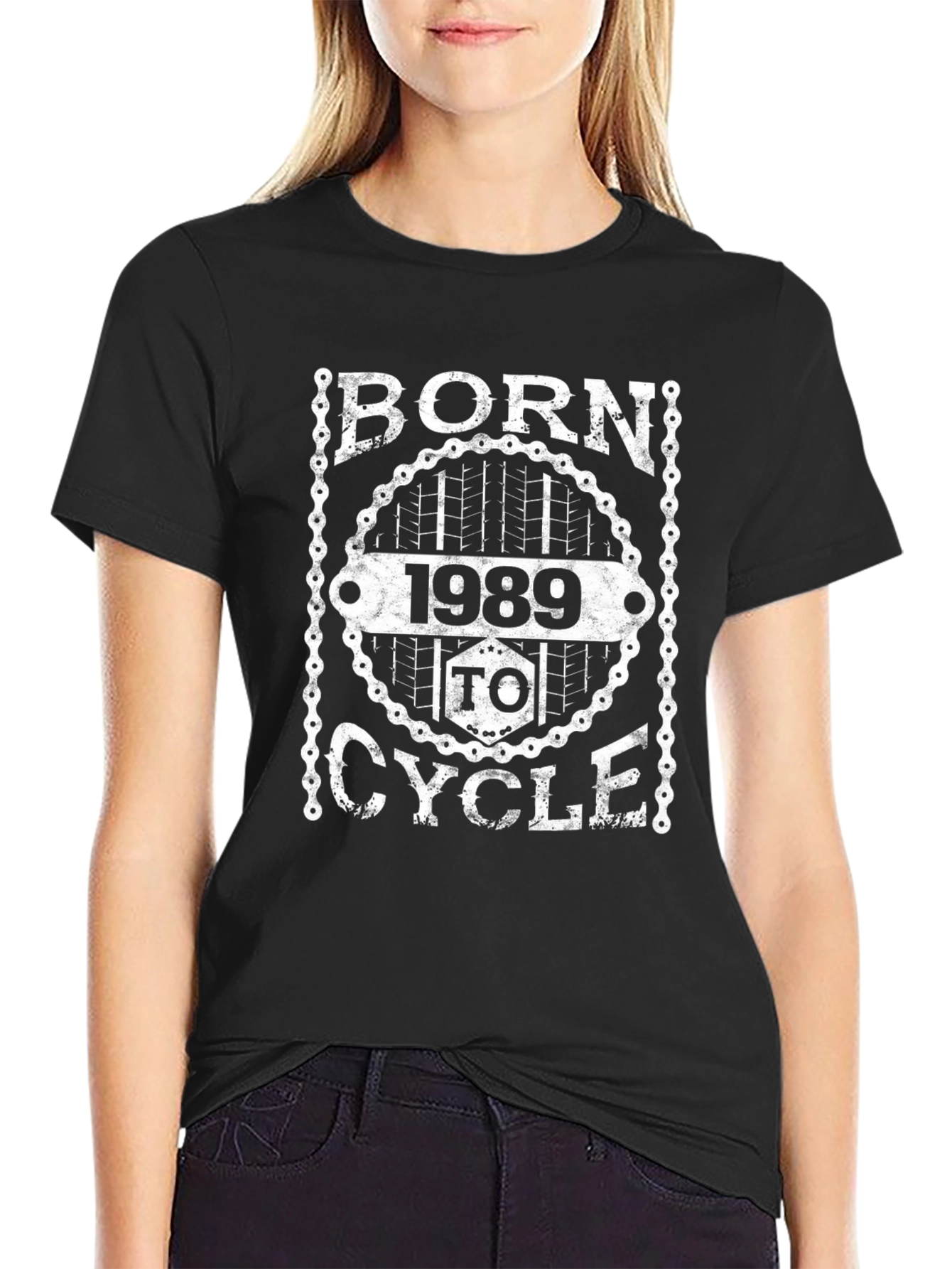 Born 1989 to Cycle Graphic Tee - Black Cotton T-Shirt