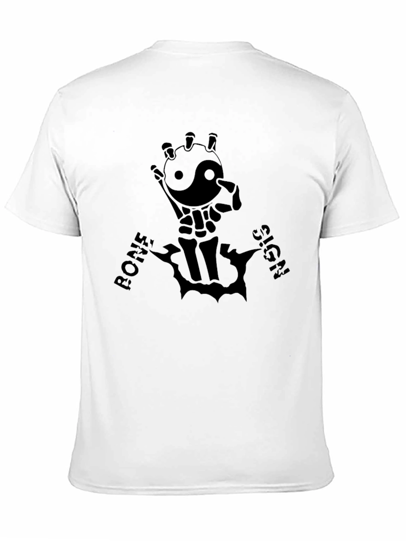 Yin Yang Skeleton Hand Graphic Tee - Black