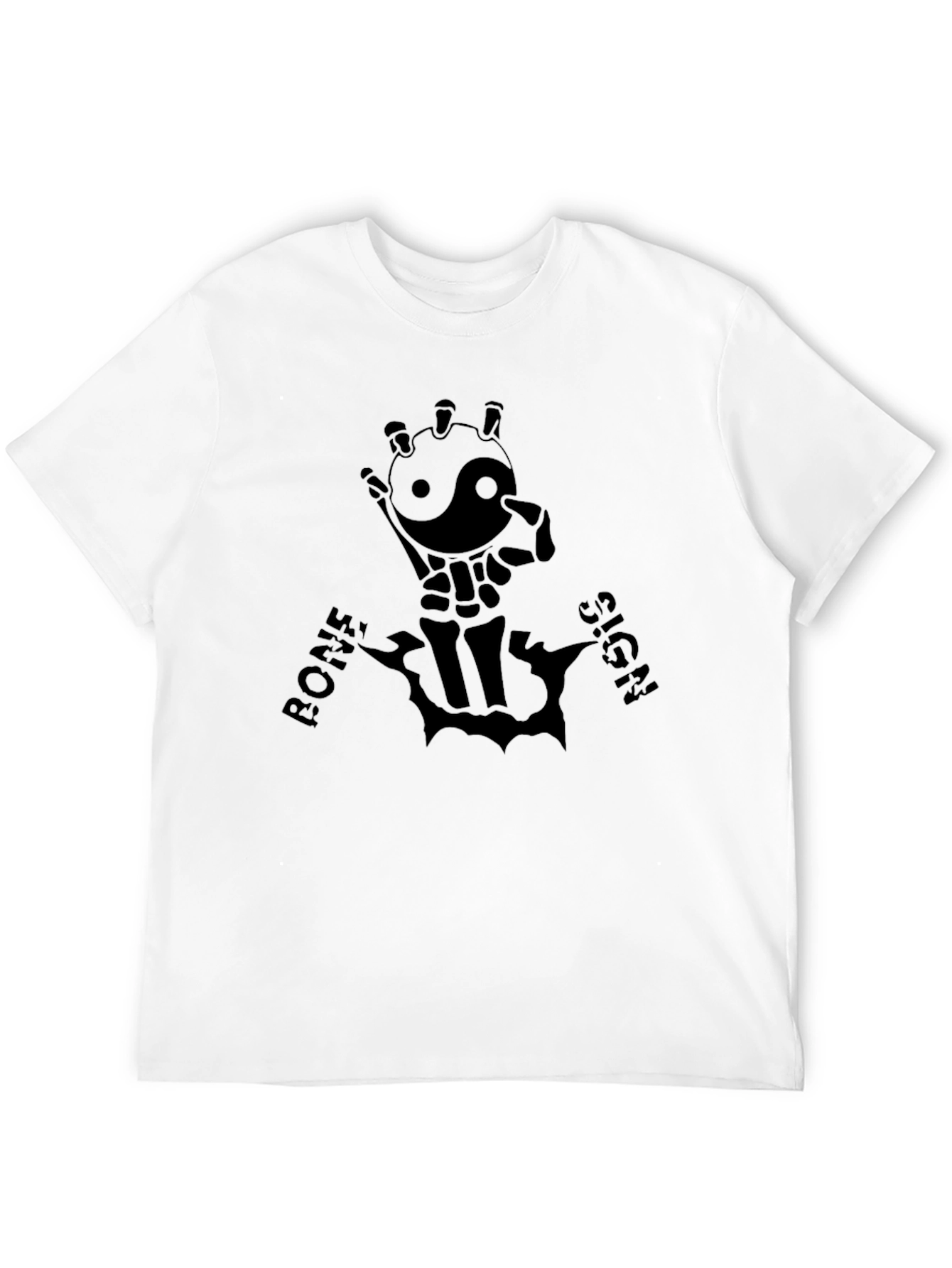Yin Yang Skeleton Hand Graphic Tee - Black