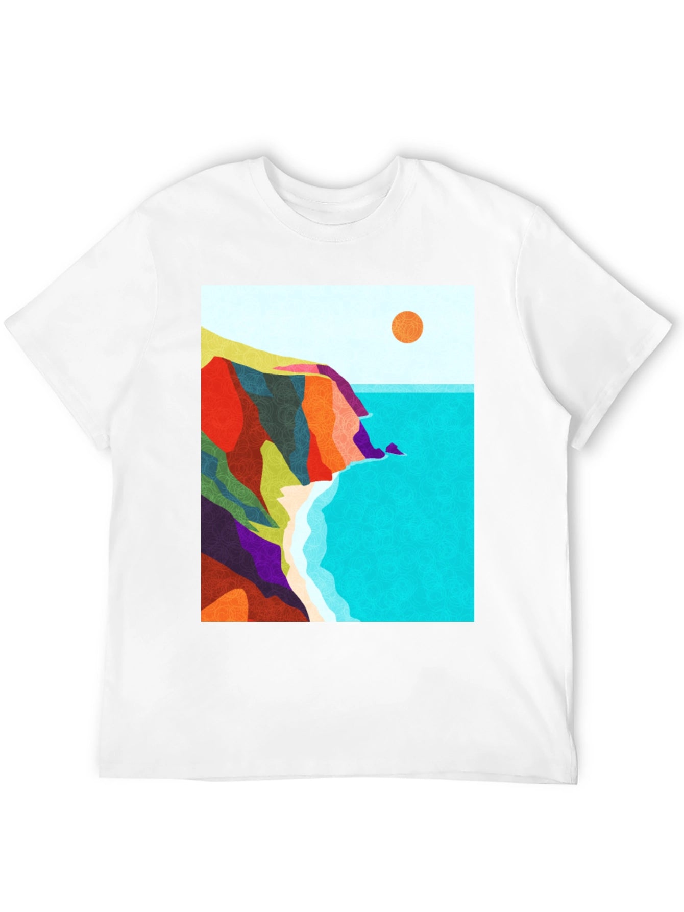 Abstract Seascape Graphic Black T-Shirt