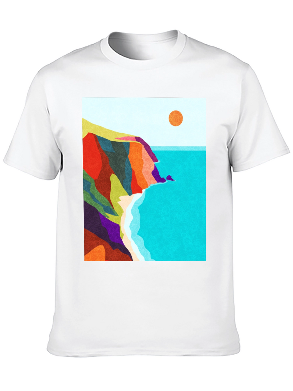 Abstract Seascape Graphic Black T-Shirt