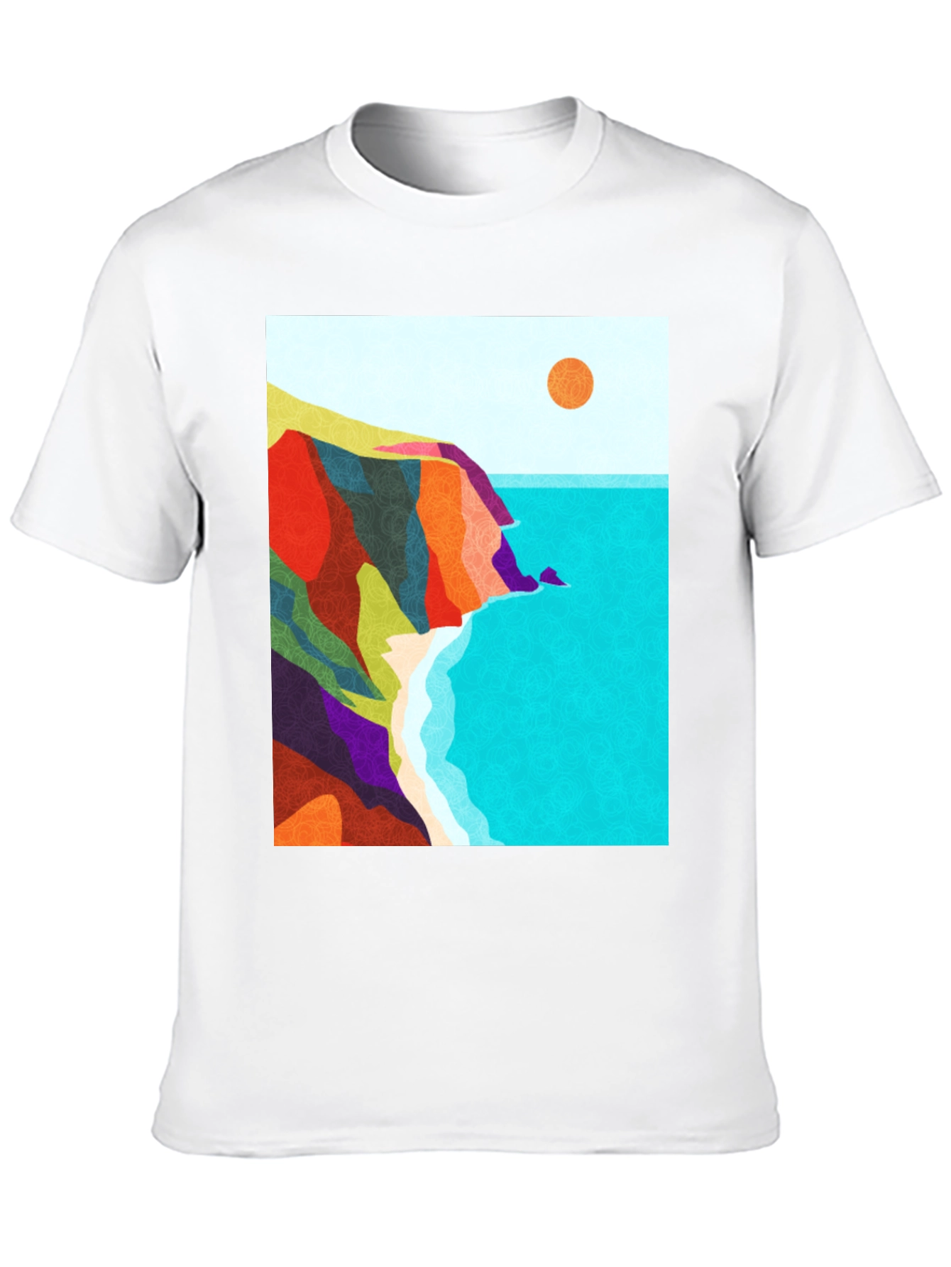 Abstract Seascape Graphic Black T-Shirt