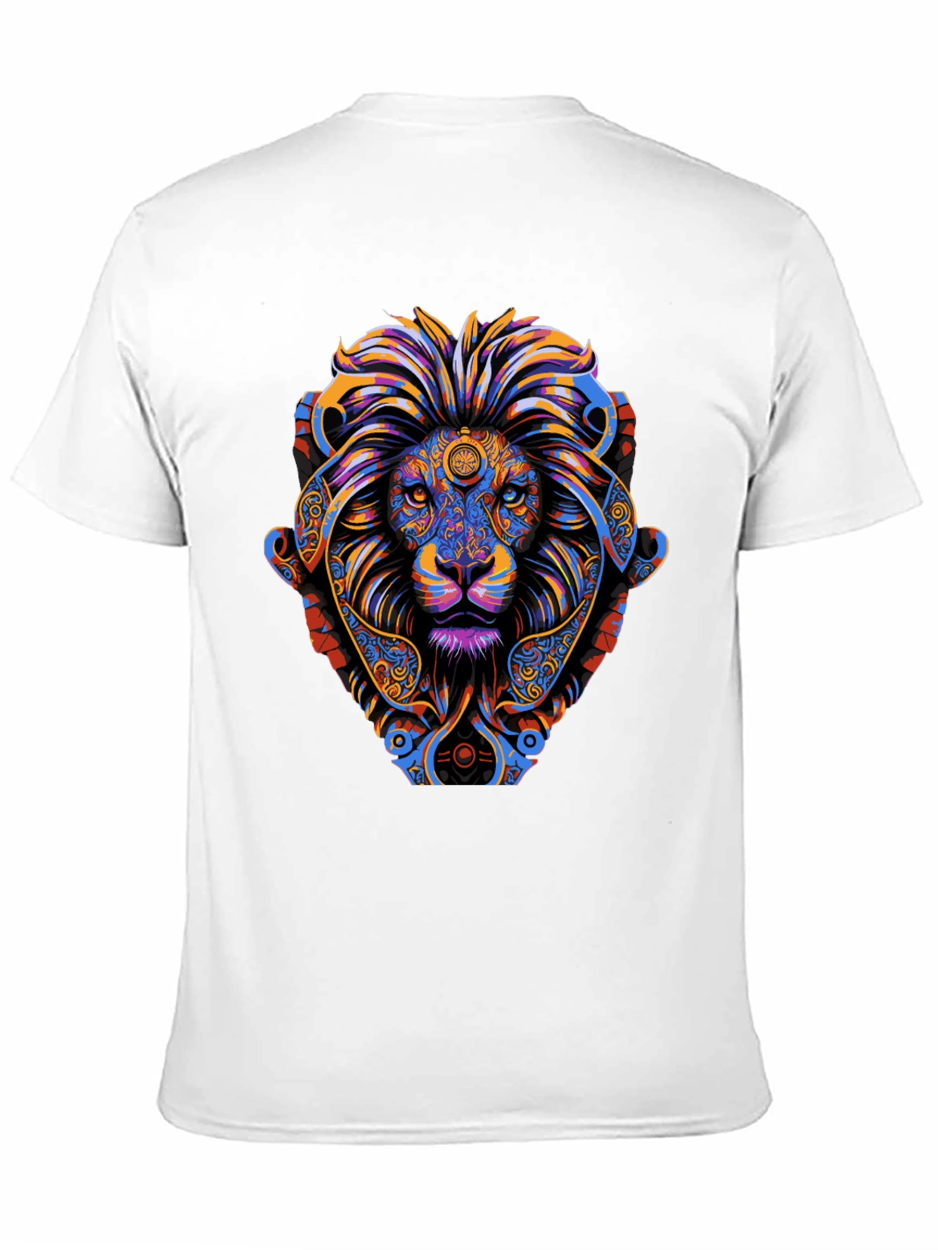 Psychedelic Lion Graphic Tee - Vibrant Mens T-Shirt