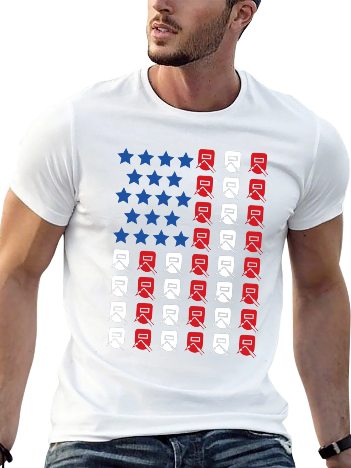 Welder American Flag Graphic T-Shirt