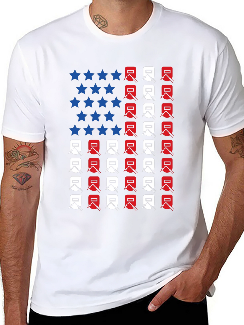 Welder American Flag Graphic T-Shirt