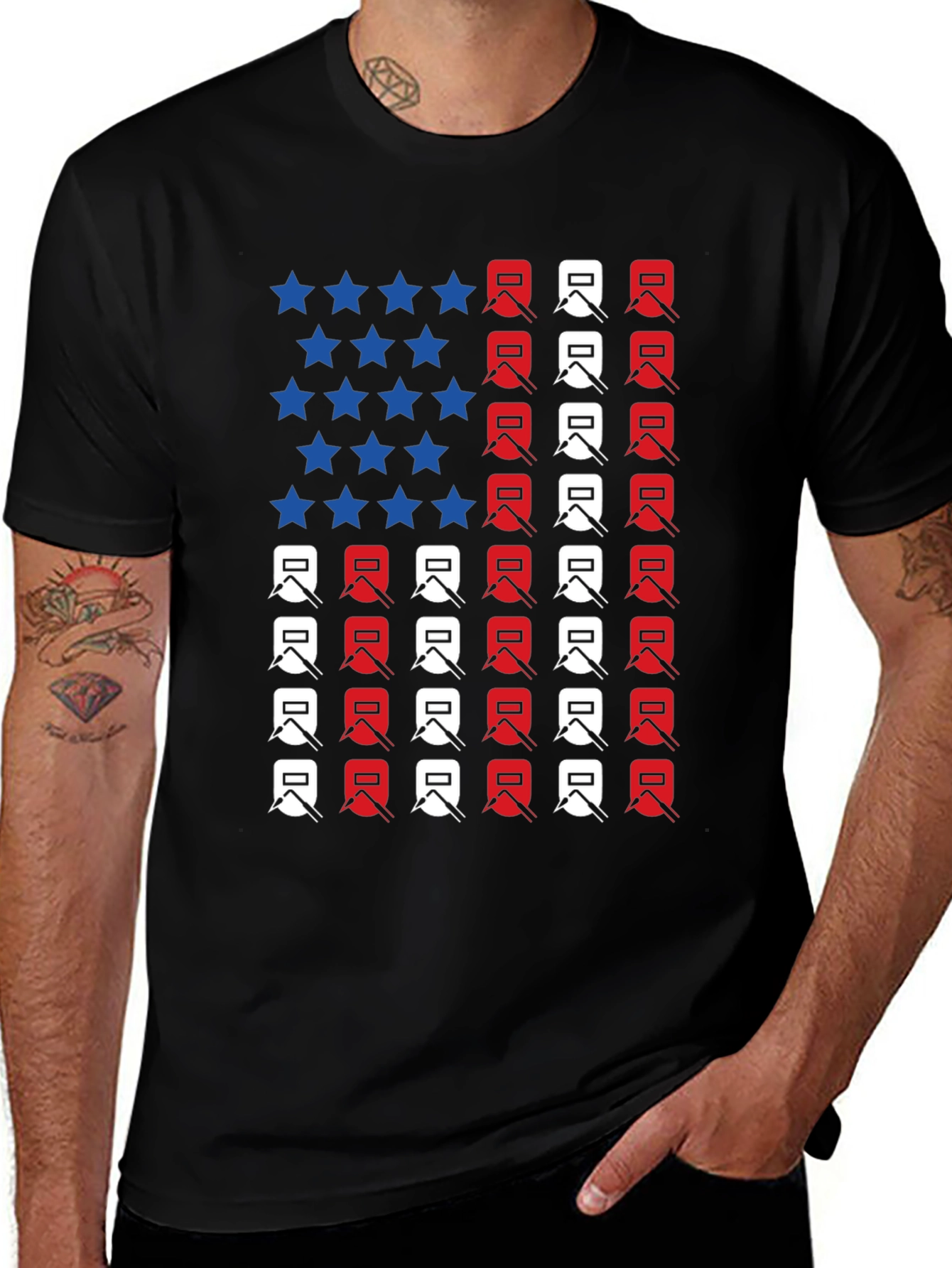 Welder American Flag Graphic T-Shirt